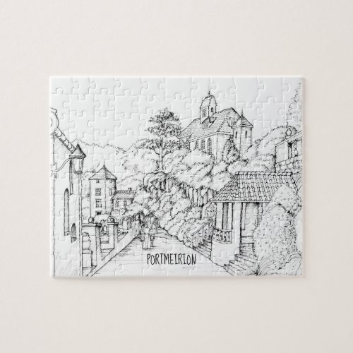 Portmeirion North Wales Pen and Ink Sketch Jigsaw Puzzle