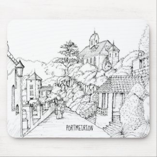 Portmeirion North Wales Pen and Ink Sketch Mouse Pad