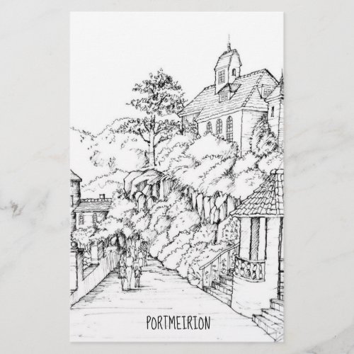 Portmeirion North Wales Pen and Ink Sketch Stationery