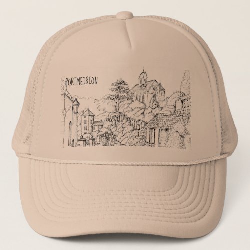 Portmeirion North Wales Pen and Ink Sketch Trucker Hat