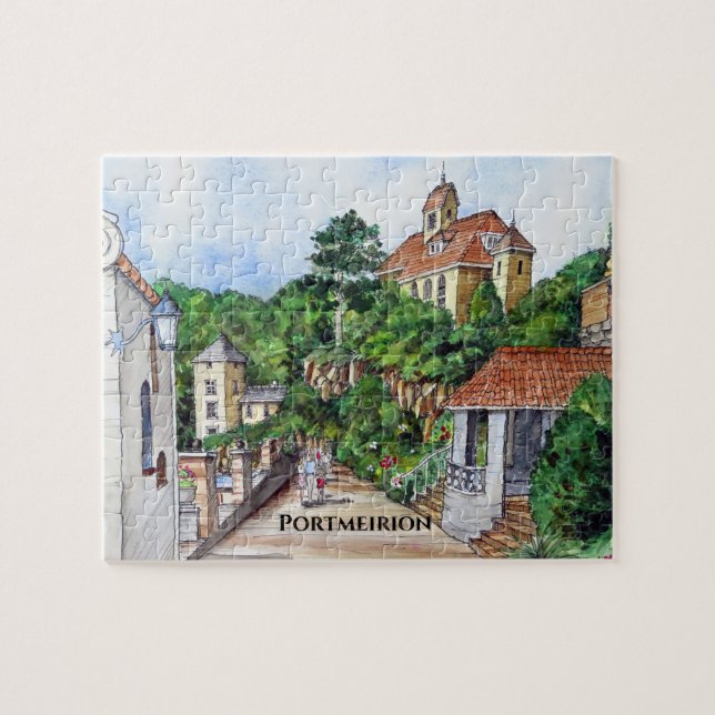 Portmeirion North Wales Pen and Wash Sketch Jigsaw Puzzle (Horizontal)