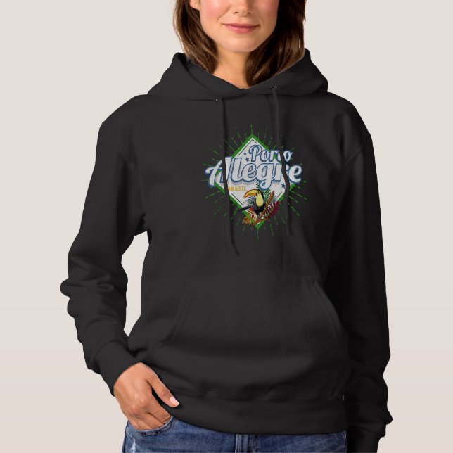 Porto Alegre Rio Grande do Sul Brazil Retro Toucan Hoodie (Front)