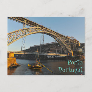 Porto Bridge over Douro River. Portugal Postcard