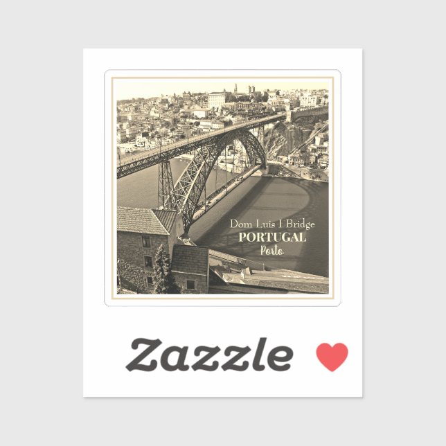 Porto bridge over Douro River, Portugal, sepia Sticker (Sheet)