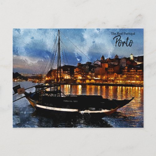 Porto by night postcard
