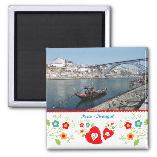 Porto city by the river Douro and iron bridge Magnet