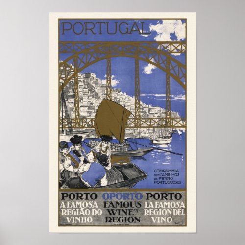 Porto Famous Wine Region Portugal Vintage Poster