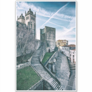 Porto,  Portugal. Cathedral and Old City-Hall Sticker