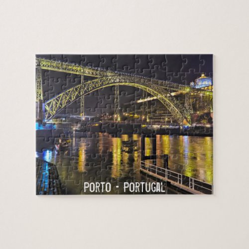 Porto _ Portugal Night Scene Near Douro River Jigsaw Puzzle