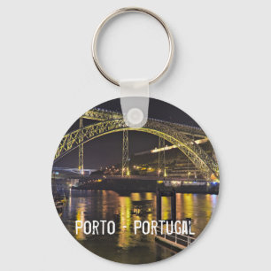 Porto - Portugal. Night Scene Near Douro River Keychain