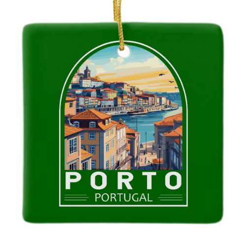Porto Portugal Travel Art Emblem Ceramic Ornament