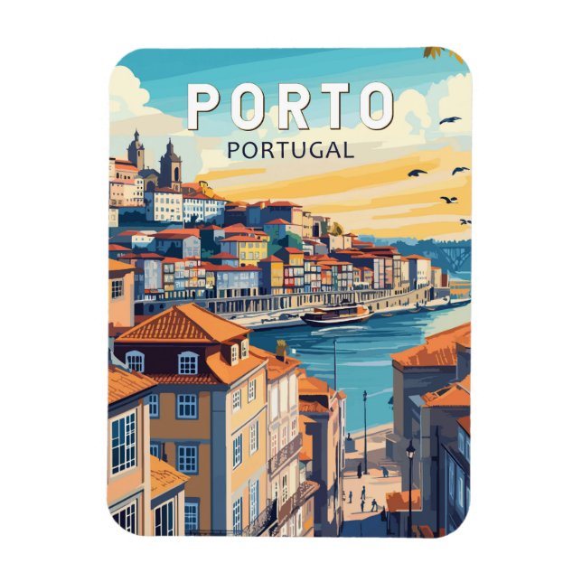 Porto Portugal Travel Art Vintage Magnet (Vertical)