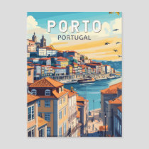 Porto Portugal Travel Art Vintage Postcard