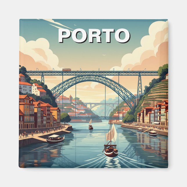 Porto River Cruise Portugal Travel Magnet (Front)