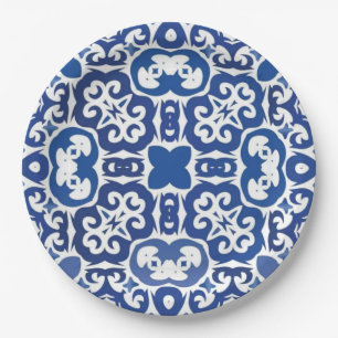 Porto Royale Classic Blue Baroque Paper Plates