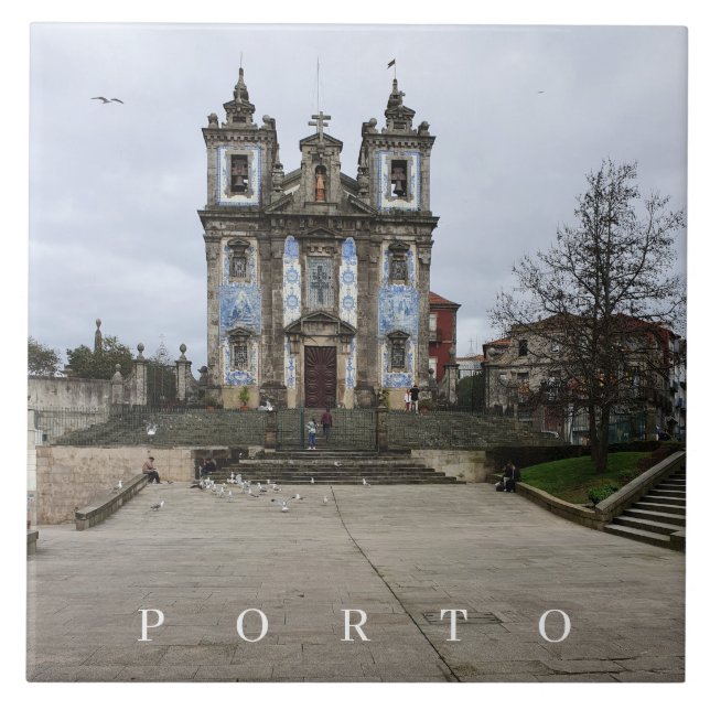 Porto Santo Ildefonso church view ceramic tile (Front)