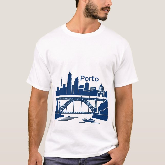 Porto Skyline Men’s T-Shirt – Portugal Cityscape  (Front)