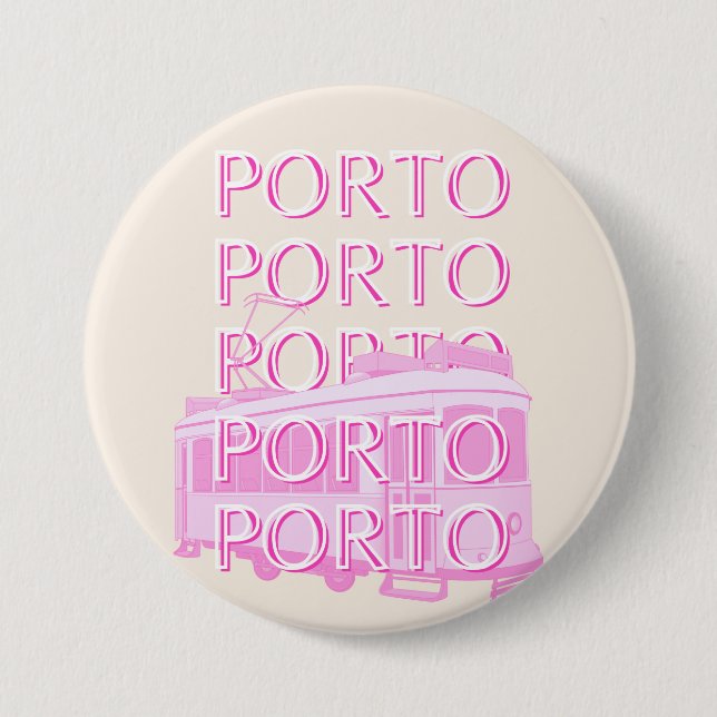Porto Travel Art, Portugal Travel Art, Pink Button (Front)