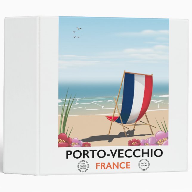 Porto-Vecchio, France beach travel poster 3 Ring Binder (Front/Spine)