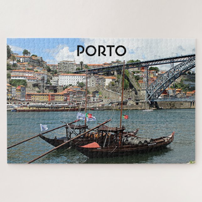 Porto: Wine barrel boats,  Portugal Jigsaw Puzzle (Horizontal)