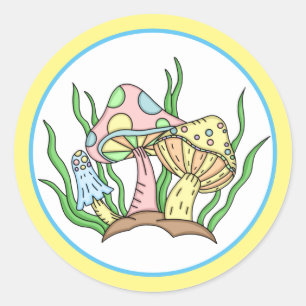 Portobello Mushroom Cute Pastel Classic Round Sticker