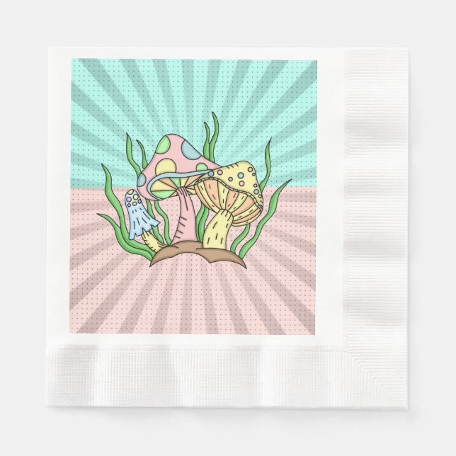 Portobello Mushroom Cute Pastel    Napkins (Front)