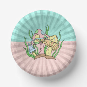 Portobello Mushroom Cute Pastel Paper Bowls