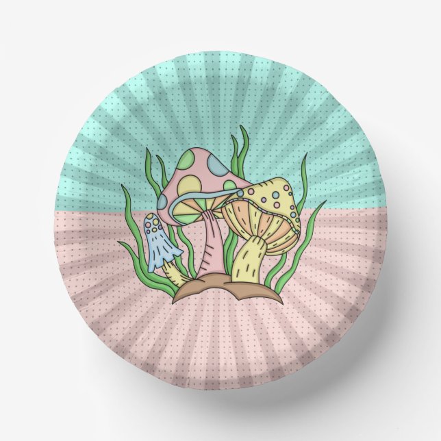 Portobello Mushroom Cute Pastel     Paper Bowls (Front)