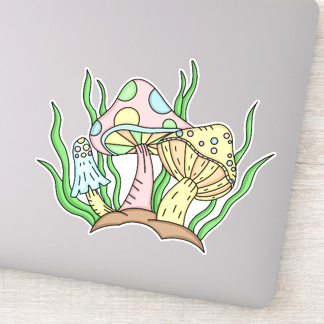 Portobello Mushroom Cute Pastel    Sticker (Detail)