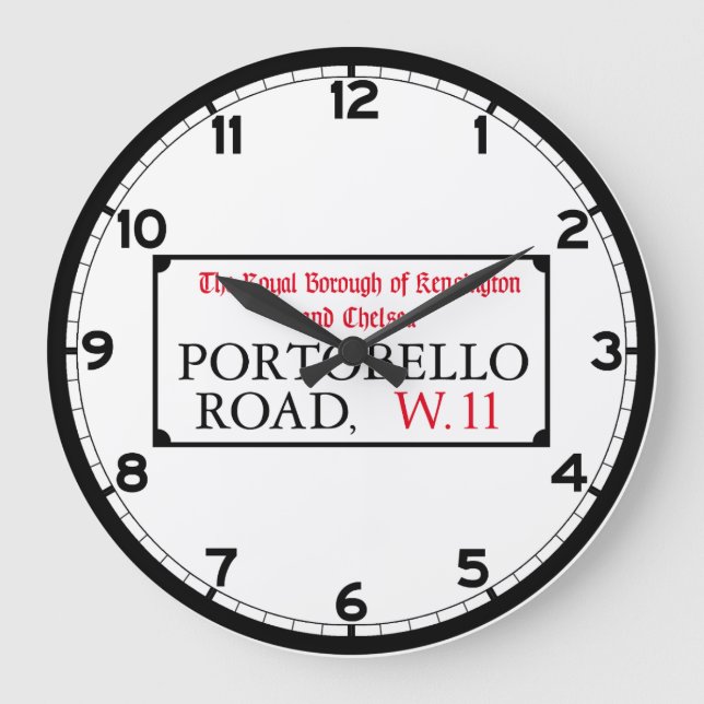 Portobello Road, London Street Sign Large Clock (Front)
