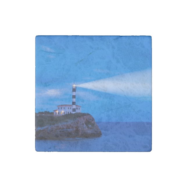 Portocolom Lighthouse Stone Magnet (Front)