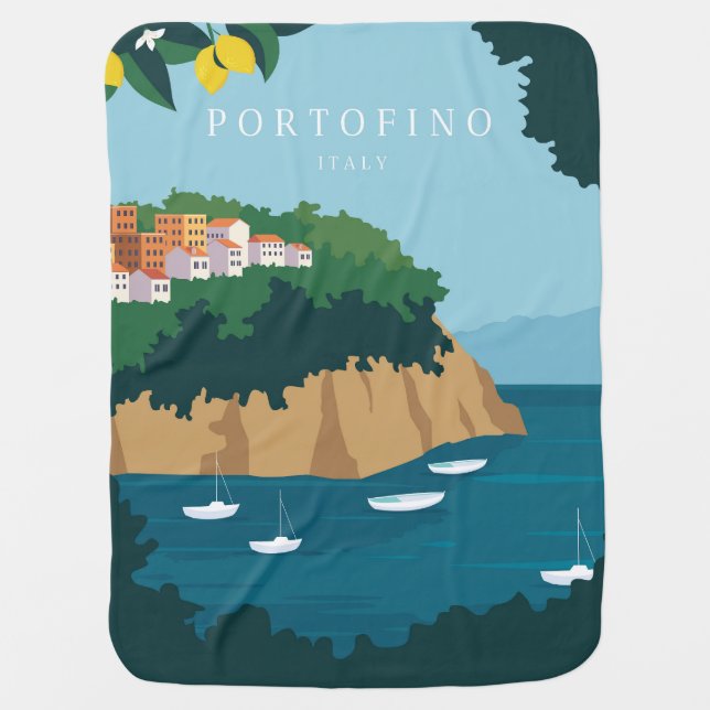Portofino Italy Baby Blanket (Front)