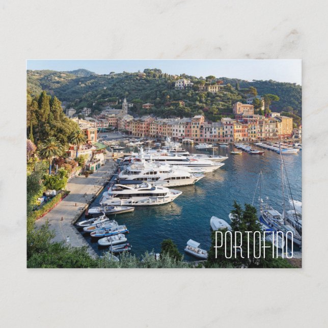 Portofino Italy beautiful yachts in harbor Postcard (Front)