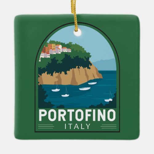 Portofino Italy Retro Travel Art Vintage Ceramic Ornament