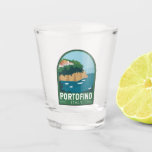 Portofino Italy Retro Travel Art Vintage Shot Glass<br><div class="desc">Portofino vector art design. Portofino is a fishing village on the Italian Riviera coastline,  southeast of Genoa city.</div>