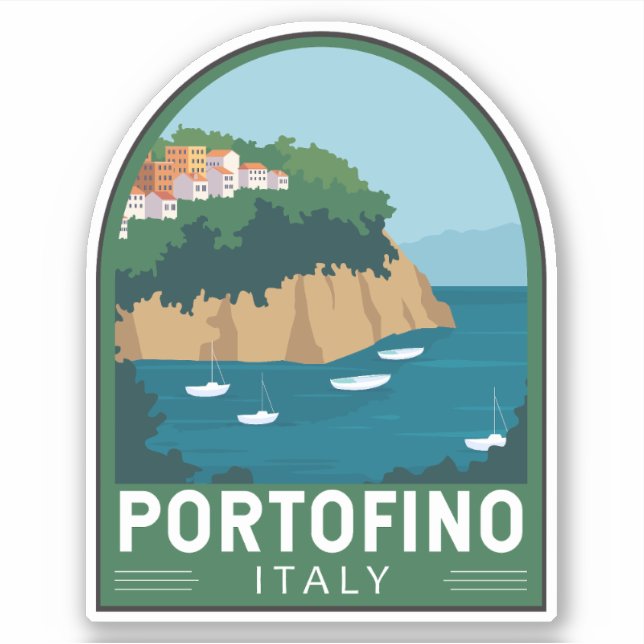 Portofino Italy Retro Travel Art Vintage Sticker (Front)