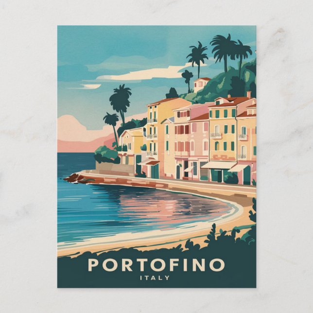 Portofino Italy Travel Watercolor Postcard (Front)