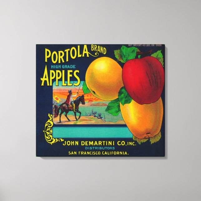 Portola Apple Crate Label Canvas Print (Front)