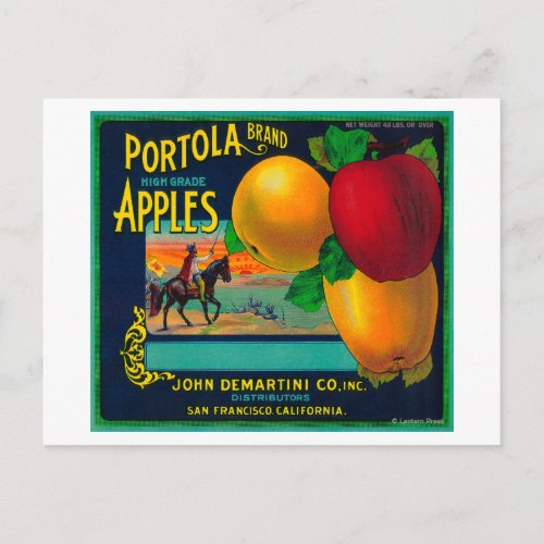 Portola Apple Crate Label Postcard