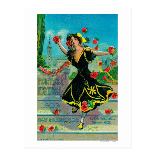 Portola Festival Advertisment (dancer) Postcard
