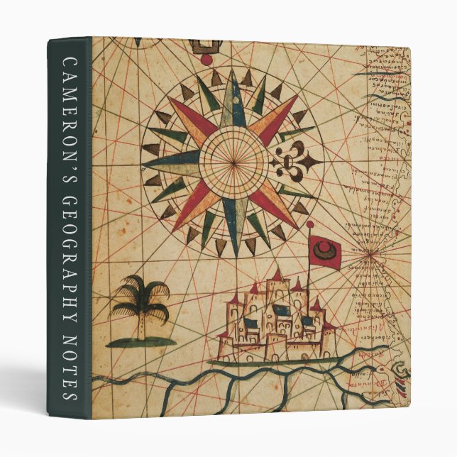 Portolan Chart | Map of Cairo, Egypt 3 Ring Binder (Front/Spine)