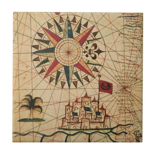 Portolan Chart  Map of Cairo Egypt Ceramic Tile