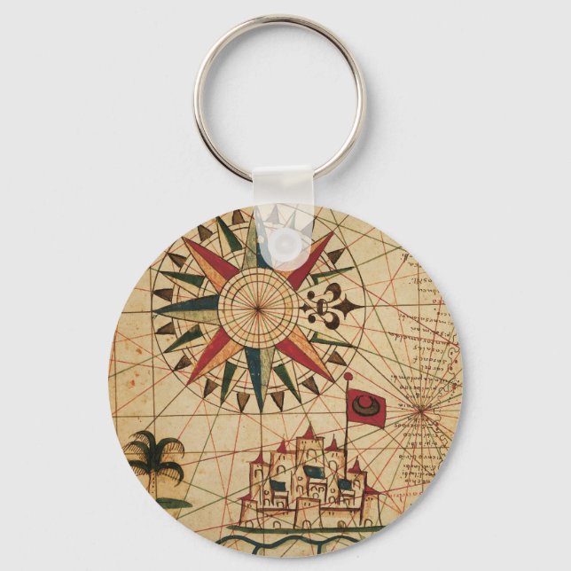 Portolan Chart | Map of Cairo, Egypt Keychain (Front)