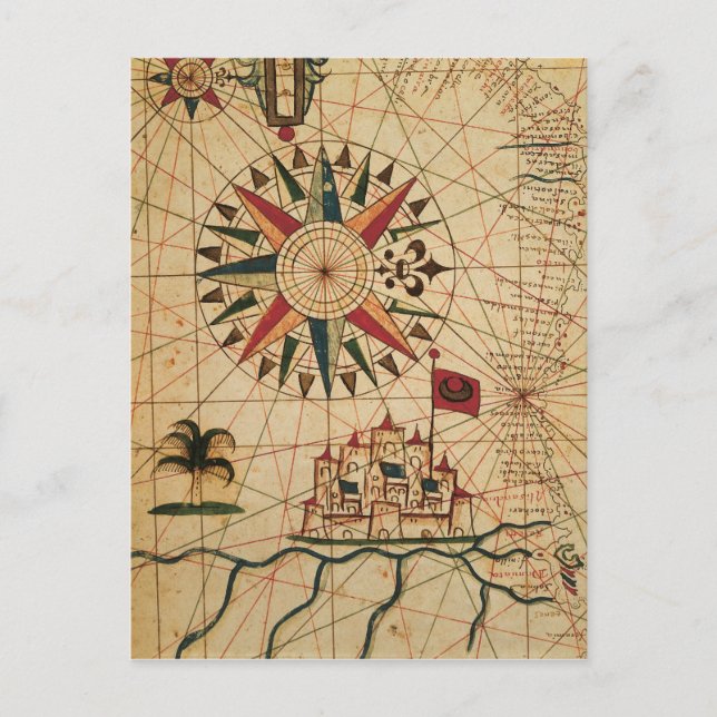Portolan Chart | Map of Cairo, Egypt Postcard (Front)