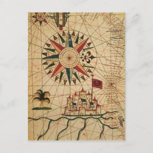Portolan Chart Map of Cairo, Egypt Postcard