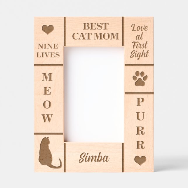 Portrait 4x6 BEST Cat MOM Ever Custom Name Engraved Frames (Front)