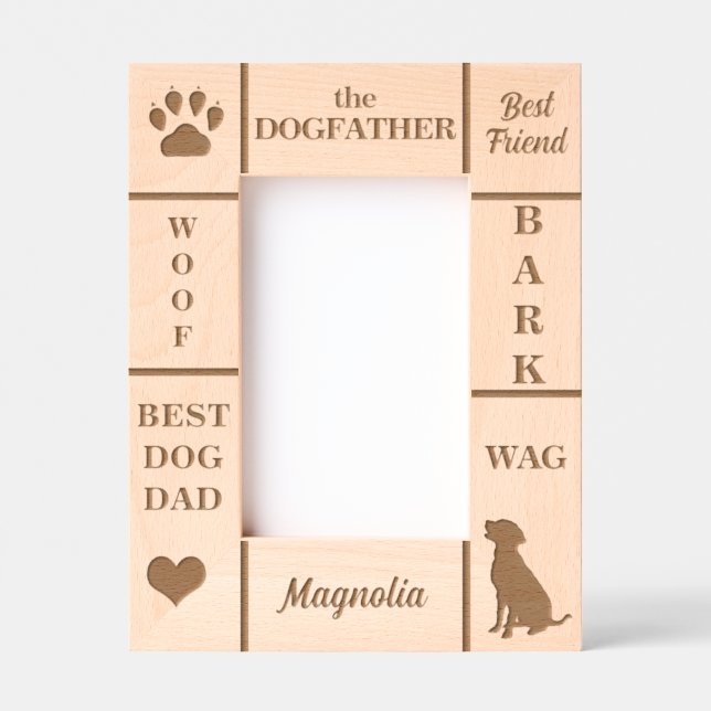 Portrait 4x6 BEST Dog DAD Ever Custom Name Engraved Frames (Front)