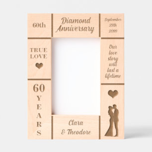 Portrait 4x6 Diamond 60th Wedding Anniversary Engraved Frames