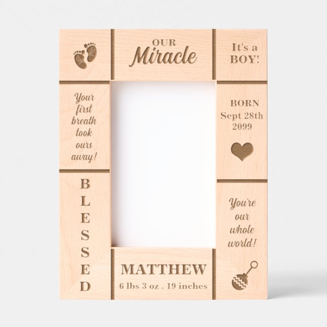 Portrait 4x6 New Baby Personalized Engraved Frames (Front)