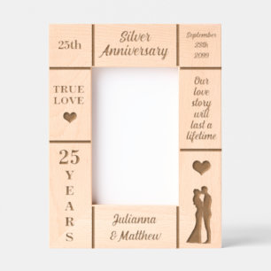 Portrait 4x6 Silver 25th Wedding Anniversary Engraved Frames